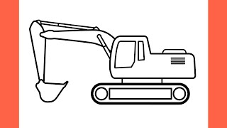 How to draw an EXCAVATOR easy  drawing excavator step by step [upl. by Arvy230]