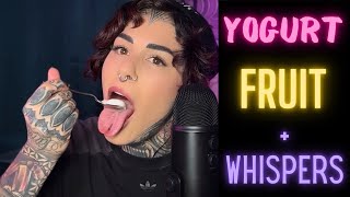 ASMR Yogurt Fruit amp Whispers sipping on Soda [upl. by Noived]