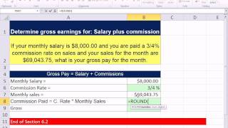 Excel 2010 Business Math 53 Calculate Gross Pay for Salary and Commissions [upl. by Eduj319]