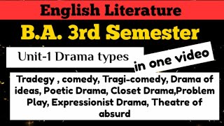 Unit 1Drama types BA 3rd semester  English literature Nce classes [upl. by Havard]