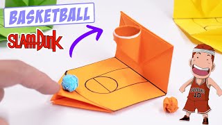 Easy Origami Mini toy Basketball Slam Dunk  Moving Paper toys pop it [upl. by Warp]