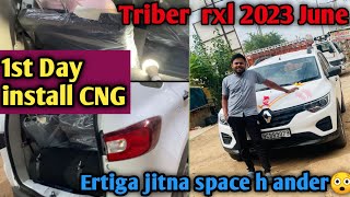 😱Renault triber First Day install Cng  😳Pertol par thi 6 ki average  😭kharcha kra dala [upl. by Rand]