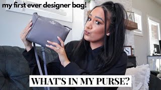 Whats in my purse luxury 2022  Whats in my designer bag  Kate Spade purse 1st designer purse [upl. by Ttennej]