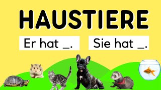 Haustiere Er hat   Sie hat  Deutsch lernen  Learn German  German Vocabulary  Deutsch A1 [upl. by Enilorac585]