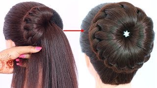 new bun hairstyle for wedding and party  trending hairstyle  party hairstyle  updo hairstyle [upl. by Armillda690]