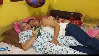 very sweet wife romantic with husband while watching phone romantic couple [upl. by Ahsoyek]