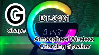 How to set up the time and alarm clock BT3401 Gtype Led Wireless Charging SpeakerFull tutorial [upl. by Ayadahs127]