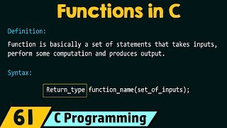 Introduction to Functions in C [upl. by Snell470]