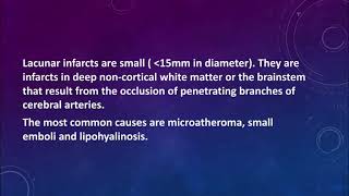 Lacunar Infarcts lacunar stroke [upl. by Dorcas]