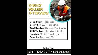 Manufacturing company walk interview alert [upl. by Ateerys469]