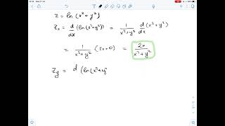 Find both first partial derivatives z  \lnx2y2  Plainmath [upl. by Helga]