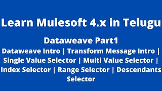 MuleSoft in Telugu  DataWeave amp Transform Message Introduction  Selectors for Reading Data [upl. by Cresa126]