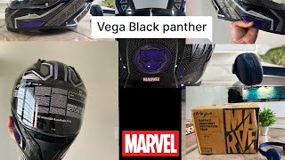 Vega Bolt Marvel Black Panther Edition Black Helmet Unboxing  vegahelmets helmet vlog bikelover [upl. by Chastity225]