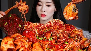 매운 대왕해물찜 볶음밥 리얼사운드먹방MASSIVE SEAFOOD BOIL SPICY BRAISED SEAFOOD Mukbang Eating Show đồ ăn biển ヘムルチム [upl. by Ruddie224]