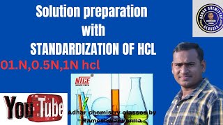 hcl solution preparation 01N05N1N of hclStandardization of hclacid solution preparation [upl. by Ariela]