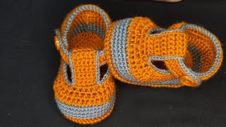 How to crochet Baby Booties  crochet baby sandals for baby boyVery easy✔️ crochetbabyshoes [upl. by Ahseila]