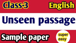 Unseen Passage solved practice setclass3 Sample paper English ps star classes [upl. by Nale]