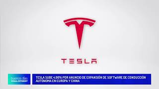 Tesla sube 490 por anuncio de expansión de software de conducción autónoma en Europa y China [upl. by Akener]