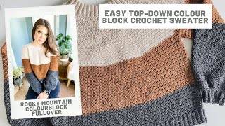 Easy Colourblock Crochet Sweater  Free Pattern [upl. by Hildagard]