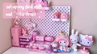 aesthetic desk setup  tour ୨୧  sanriolve [upl. by Eolc]