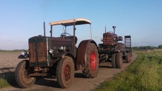 Hanomag R45 zieht schweren tieflader mit K55 im sand [upl. by Irafat337]