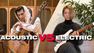 Acoustic VS Electric Guitar  Marcin and Ichika Nito [upl. by Maye994]