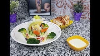 سلطة خضار و الفواكه بطريقة اضخم الفنادقvgetable and fruit salad in the largest hotel way [upl. by Nortyad]