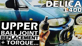 EASIEST BALL JOINT REPLACEMENT ON MITSUBISHI DELICA L400 IN DETAILS PLUS FACTORY TORQUE SPECS [upl. by Ilyah]