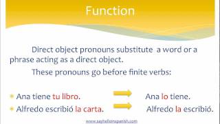 Spanish intermediate level Pronombres de objeto directo [upl. by Bascio]