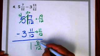 3 4 Subtracting Mixed Numbers with Renaming [upl. by Zorina]