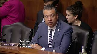 Sen Alex Padilla  Sen Padilla introduces District Court Nominee Araceli MartinezOlguin  SJC [upl. by Animor]