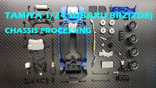 Building a SUBARU BRZZD8 TAMIYA 124 Chassis Processing [upl. by Oakie]