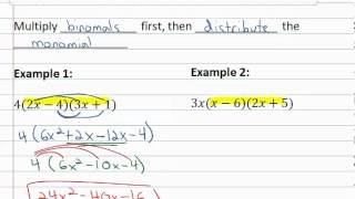 94f  Multiply Monomials and Binomials [upl. by Ayanat]