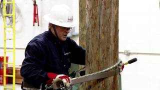 Lineman Training Climbing Techniques for a Beginning Student [upl. by Adlitam]