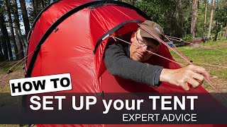 EXPERT ADVICE how to SET UP a TENT the best way  PITCH a TUNNEL TENT Hilleberg tents [upl. by Nnylyrehc]