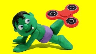 Baby Hulk playing Fidget Spinner  Superhero Play Doh Cartoons amp Stop Motion Movies for kids [upl. by Marti365]