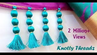 How to make Saree Kuchu Design using Silk Thread  Beaded Design at Home  Tutorial [upl. by Boys]