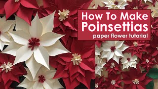 DIY Paper Poinsettias  How to Make Poinsettias  Christmas Decorations  Easy Paper Flower Tutorial [upl. by Acemaj]