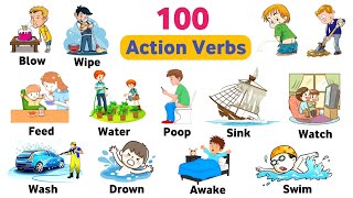 100 Action Verbs  Daily Life English Vocabulary With Examples  English Action Verbs [upl. by Rehotsirhc]