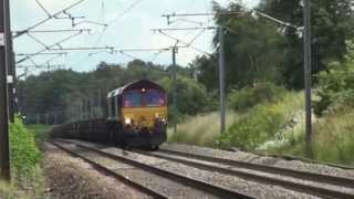 UK  Class 66s at Rossington on the ECML [upl. by Negrom]