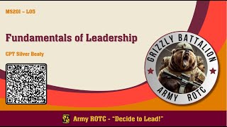 Fundamentals of Leadership  MSL201 Lesson 05  ROTC [upl. by Barrie]