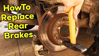 How To Change Replace Rear Brake Easy  Without Special Tools [upl. by Nylimaj316]