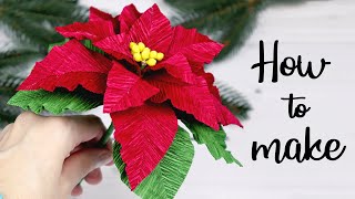 Poinsettia Paper Flower Tutorial  How to Make Poinsettia DIY [upl. by Murphy]