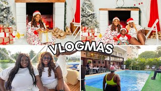 My Chaotic First Christmas Pajama Photoshoot amp A Lit All White Pool Party [upl. by Flanna]