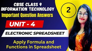 Electronic Spreadsheet Important Questions Part 2  CBSE Class 9 Information Technology [upl. by Eibbil]