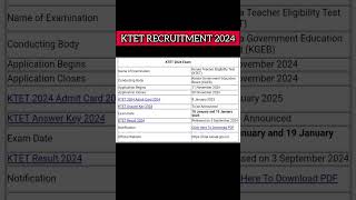 KTET RECRUITMENT 2024 🥳  APPLY NOW shorts ktetexam teacher job recruitment [upl. by Ardnassela]