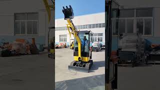 Yellow Mini Excavator Test Run Before Loading digger excavator diggermachine machine minidigger [upl. by Yevre]