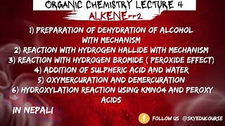 Alkene Part 2  Preparation and important Reactions Hydroboration  Hydroxylation  Bsc [upl. by Hugon]