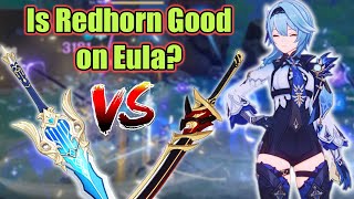 Redhorn Stonethresher VS Song of Broken Pines Damage Comparison on Eula  Genshin Impact [upl. by Spenser]