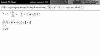 Zad 58 Funkcja kwadratowa  minimum w przedziale trening do matury [upl. by Corson]